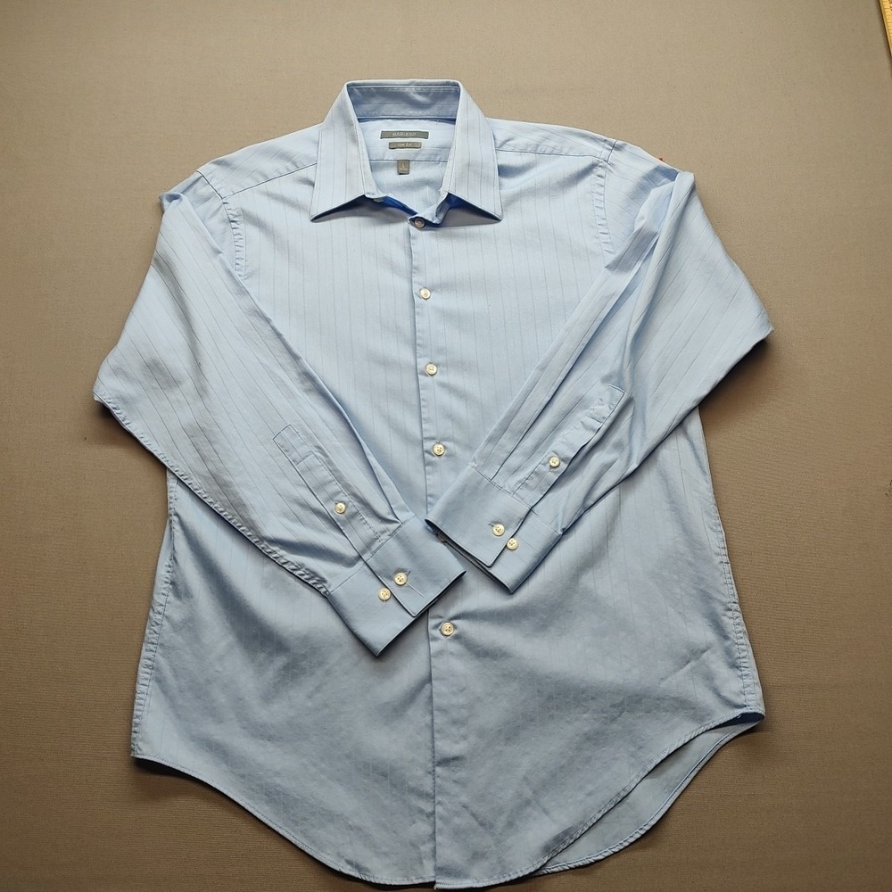 Madison Men's Blue Dress Shirt Button Up Slim Fit Size 16 32/33 Long Sleeve